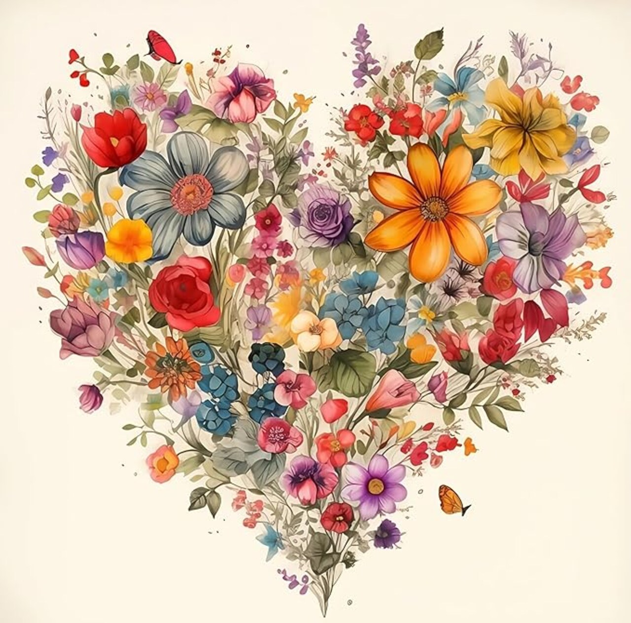 5D Diamond Painting Kits for Adults, Heart Flower Diamond Art Kits for Adults Beginner, DIY Full Drill Diamond Dot Gem Painting for Home Wall Decor 13.78x13.78inch